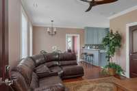 Fully separate apartment could be a mother-in-law suite, guest house, or a perfect place for an au pair or in-home care.  This apartment has a completely separate entrance, or can be accessed from the main house