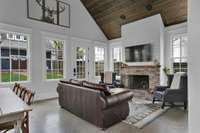 Sunroom with fireplace