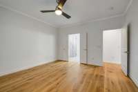 Master bedroom. The door to the left is the master bath and to the right is the hallway.