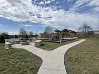 Fire pit, playground, and covered pavillion