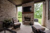 Covered Patio has wood burning fireplace