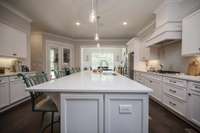 Quartz countertops in Kitchen. Extra outlet on island