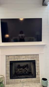 Picture of gas fireplace/shiplap above fireplace