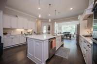 Dishwasher and microwave located in island