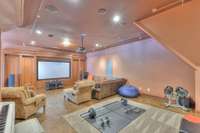 Third floor media/exercise room with full bath and bar area