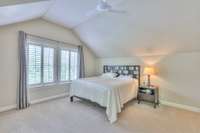 One of three guesthouse bedrooms