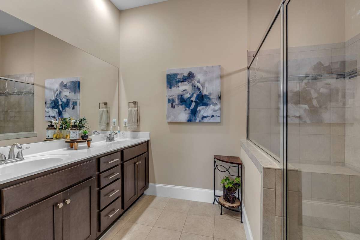 Master bath boast of Extra Large walk in shower. Double Sinks.