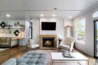 Wood burning fireplace.