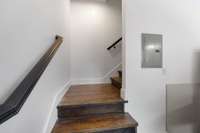 Stairs to the studio above the garage
