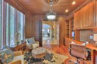 Custom paneling in this office on the main level
