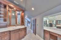 Vanity on the right side has a separate make-up area as well
