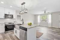 Even the farmhouse sink is stainless