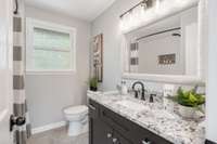 The bathroom renovation went to the studs!  It is all brand new!
