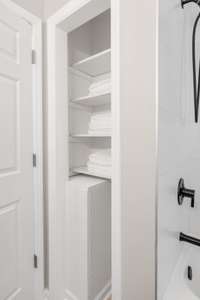 The linen closet in the bathroom