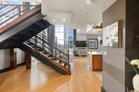 Stunning staircase to scenic landing area and bedroom levels.