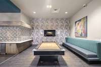 Pool table in lounge area