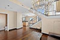Natural light, hardwood floors and stunning light fixtures!