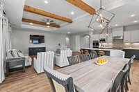 Dining area with lots of light and views into the kitchen and living area