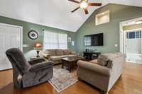 This spacious living room boasts soaring vaulted ceilings that create an airy, open feel.1761 Center Hill Rd. Woodbury, TN 37190