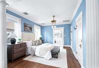 The primary bedroom perfectly blends functionality and tranquility. Two walk in closets. The double doors take you to the bath.