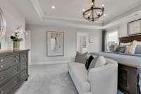Spacious primary suite upstairs! King size furnishings shown here.