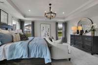 Spacious primary suite upstairs! King size furnishings shown here.