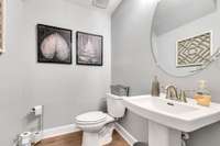 Powder room downstairs for guests.