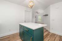 Dining area with new island