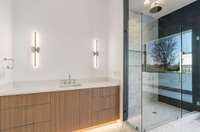 Oversized shower with rain head