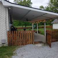 Fenced in back covered patio