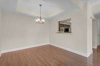Dining area with pass through from kitchen.