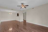 Spacious dining room/living room combination.