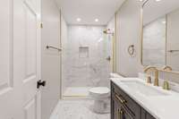 Primary bath- all new fixtures, tile, cabinets, etc