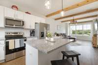 Island ledge allows dining