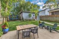 The backyard is spacious and private with a patio for enjoying the good weather months!