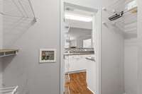 The Washer and Dryer hookups are also in the pantry, to the left as you enter. Also extra shelving above the washer/dryer for convenience.