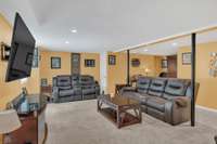 Recreation room is very spacious and has plenty of storage.