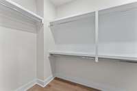 Primary closet *Photos are for representational purposes only and are of a similar floor plan with differing finishes*