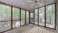 This screened in porch puts you up close with the wildlife traveling through. A quiet, serene place for your morning coffee or tea.
