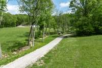 Driveway going toward the existing newly renovated home.