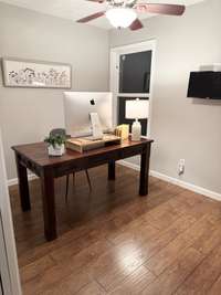 Designated office space.  Could also be used as a 4th bedroom as the room does have a closet.