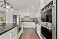 Under counter microwave is just one more feature to this kitchen!