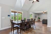 So much natural light and vaulted ceilings make this space so enjoyable for entertaining.