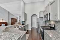 Speckled granite countertops. Did I say A LOT of countertop space?