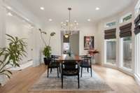 Formal fining room overlooking the quaint courtyard