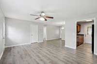 Open living and dining area with easy access to the kitchen.