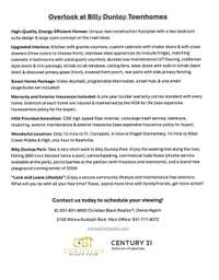 Upgrades and features of Overlook at Billy Dunlop