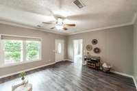 You have access to the back patio from this living room.