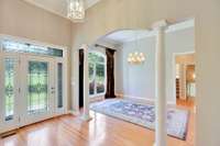 The home has an entry foyer, 12 foot ceilings and hardwood in the common areas.