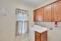 As you come into the house from the 2 car garage, you will see the utility room on you right.